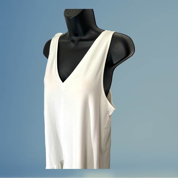 A New Day Solid White Sleeveless Ruffle Hem Dress Size M - Picture 6 of 9